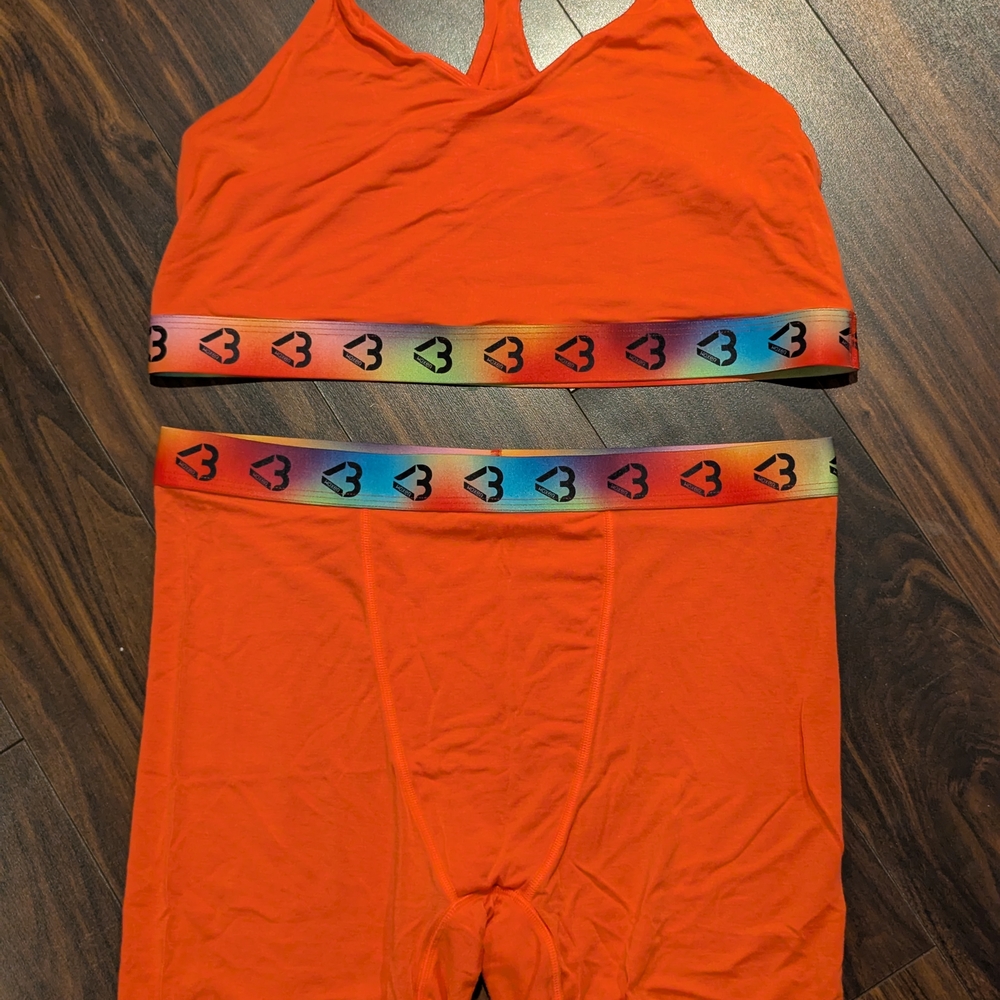 Vibrant Orange Sports Bra and Shorts Set